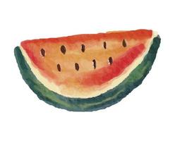 skivad vattenmelon med akvarell illustration stil vektor