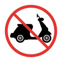 skylt förbjudet att köra motorcykel i en röd överstruken cirkel vektor