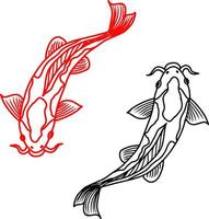 vektor kontur illustration av två koi fisk clipart