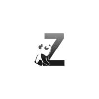 Panda-Tierillustration, die das Symbol des Buchstabens z betrachtet vektor