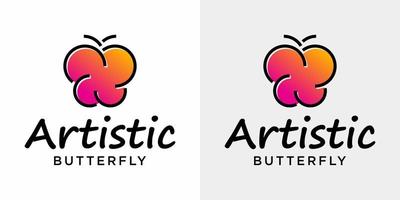 einfaches Schmetterlings-Logo-Design mit rosa Farbe. vektor
