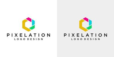 Fotografie-Logo-Design mit grauweißer Farbe. vektor