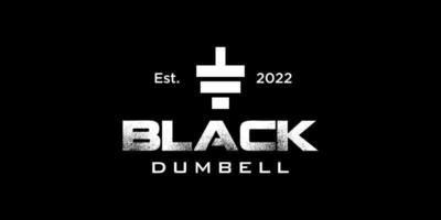 Hantel-Logo-Design auf dunklem Hintergrund.