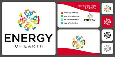 abstraktes Energie-Logo-Design mit Visitenkartenvorlage. vektor