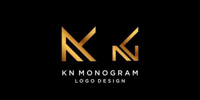 Buchstabe kn Monogramm Luxus-Logo-Design in Goldfarbe. vektor