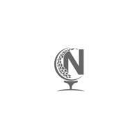 bokstaven n och golfboll ikon logotyp design vektor