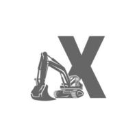 grävmaskin ikon med bokstaven x design illustration vektor