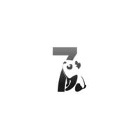Panda-Tierillustration, die das Symbol Nummer 7 betrachtet vektor