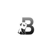 Panda-Tierillustration, die das Symbol des Buchstabens b betrachtet vektor