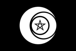 trippel gudinna wiccan symbol och pentacle cirkel. triple moon religiösa tecken. wicca logotyp neopaganism vit ikon. jorden och förlossningen. halvmåne, halvmåne och fullmåne vektor isolerad på svart