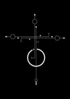 lineare minimalistische Kreuztätowierung, heilige Geometrie, mystisches Zentrum, abstraktes esoterisches weißes religiöses Zeichen, heidnische Ikonenvektorillustration lokalisiert auf schwarzem Hintergrund vektor