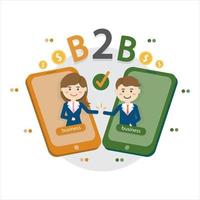 Business-to-Business, B2B-Lösung, Business-Marketing-Konzept. Zwei Geschäftspartner geben sich die Hand. vektor