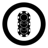 spelmarker kasino mynt ikon i cirkel rund svart färg vektor illustration bild solid kontur stil