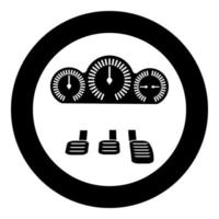 Dashboard Pedale Symbol im Kreis rund schwarz Farbe Vektor Illustration Bild solide Umrisse Stil