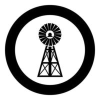 Wind-Generator-Symbol im Kreis rund schwarz Farbe Vektor Illustration Bild solide Umrisse Stil