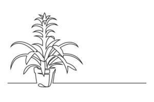 kontinuerlig linjeteckning av en blomma i en kruka vektor