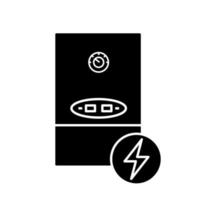 elektrisches Heizkessel-Glyphen-Symbol. Hauszentralheizung. Heizsystem. Silhouettensymbol. negativer Raum. vektor isolierte illustration