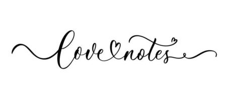 kärlek anteckningar - typografi bokstäver citat, borsta kalligrafi banner med tunn linje. vektor