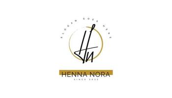 anfängliches h- und n-logo-design mit elegantem und minimalistischem handschriftstil. hn Signaturlogo oder Symbol für Hochzeit, Mode, Schmuck, Boutique und Geschäftsidentität vektor