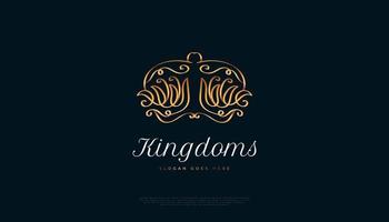 lyxig gyllene krona logotyp design. kunglig kung eller drottning krona logotyp eller ikon. elegant diadem vektorillustration vektor