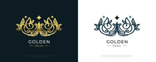 luxuriöses Logo-Design mit goldener Krone. königliches königs- oder königskronenlogo oder -symbol. elegante diadem-vektorillustration vektor