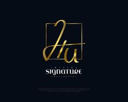 anfängliches h- und u-logo-design im goldenen handschriftstil. hu-signaturlogo oder symbol für hochzeit, mode, schmuck, boutique und geschäftsmarkenidentität vektor