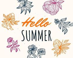 festlicher hintergrund des sommers mit blumenillustration. sommerzeithintergrund für banner-, poster-, karten- oder partyeinladungsdesign vektor