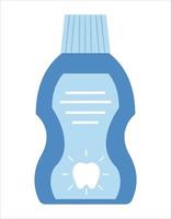 Flasche mit Mundwasser-Symbol isoliert auf weißem Hintergrund. Vektor-Zahnpflege-Tool. Element zum Reinigen der Zähne. Abbildung der Zahnmedizinausrüstung. zahnarzt spülflüssigkeit vektor