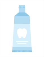Zahnpasta-Symbol isoliert auf weißem Hintergrund. Vektor-Zahnpflege-Tool. Element zum Reinigen der Zähne. Abbildung der Zahnmedizinausrüstung. Blue Tooth Pastentube vektor