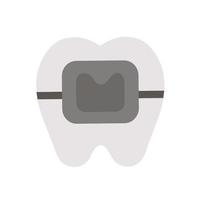 Zahn mit Zahnspange. Vektor-Zähne-Symbol. lustiges zahnpflegedesign. zahnarztklinik clipart mit mundhygienekonzept isoliert auf weißem hintergrund. vektor