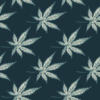 hinterlässt Cannabis eingraviertes nahtloses Muster. retro hintergrund botanisch mit blatt marihuana im handgezeichneten stil. vektor
