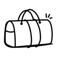 en anpassningsbar doodle-ikon av duffle bag vektor