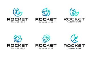 rocket moon teknologi gradient logotyp bunt vektor
