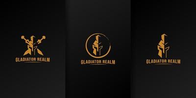 goldenes Gladiator-Logo-Paket vektor