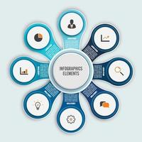 infographics design vektor och marknadsföringsikoner kan användas för arbetsflödeslayout, diagram, årsredovisning, webbdesign. affärsidé med 8 alternativ, steg eller processer.