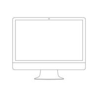 konturritning pc monitor. elegant design i tunn linje. vektor illustration.