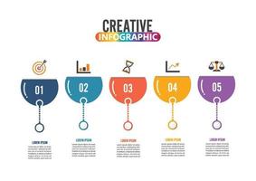 fem steg infografik - kan illustrera en strategi, arbetsflöde eller lagarbete. vektor