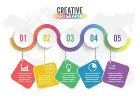 infographic design vektor och marknadsföring ikoner kan användas för arbetsflöde layout, diagram, årsredovisning, webbdesign. affärsidé med 5 alternativ, steg eller processer.