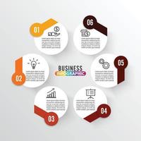 Vektorillustration Infografiken 6 Optionen. vorlage für broschüre, business, webdesign vektor
