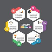 Vektorillustration Infografiken 6 Optionen. vorlage für broschüre, business, webdesign vektor