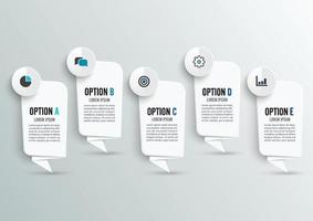 infographics design vektor och marknadsföringsikoner kan användas för arbetsflödeslayout, diagram, årsredovisning, webbdesign. affärsidé med 5 alternativ, steg eller processer.