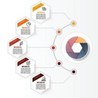 Vektor-Infografik-Vorlage mit 3D-Papieretikett, integrierte Kreise. Geschäftskonzept mit Optionen. für Inhalt, Diagramm, Flussdiagramm, Schritte, Teile, Zeitleisten-Infografiken, Workflow-Layout, Diagramm vektor