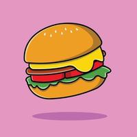 schwimmende burger-cartoon-vektor-symbol-illustration. Lebensmittel-Icon-Konzept isolierter Premium-Vektor. vektor