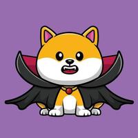 niedlicher shiba inu vampirhund, der cartoon-vektorsymbolillustration sitzt. Tier-Icon-Konzept isolierter Premium-Vektor. vektor