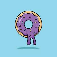 Donut-Cartoon-Vektor-Symbol-Illustration. Lebensmittel-Icon-Konzept isolierter Premium-Vektor. vektor