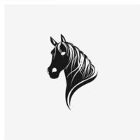 vektor logotyp formgivningsmall hästhuvud siluett tatuering isolerad på vit bakgrund, svart häst redigerbar