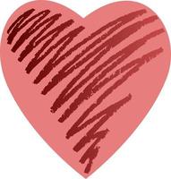 vektorillustration, rött hjärta på rosa bakgrund, handritad, isolerad på transparent bakgrund. ett designelement. vektor