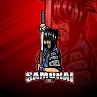 Samurai-Mädchen-Esport-Maskottchen-Logo