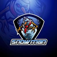 Schneemann-Esport-Maskottchen-Logo-Design vektor