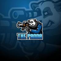 logotyp för panda sniper esport maskot vektor